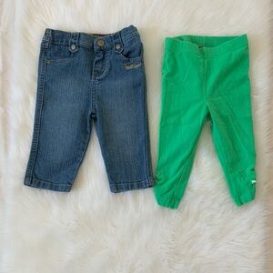 Apple Blue Jeans and Green Leggings Set